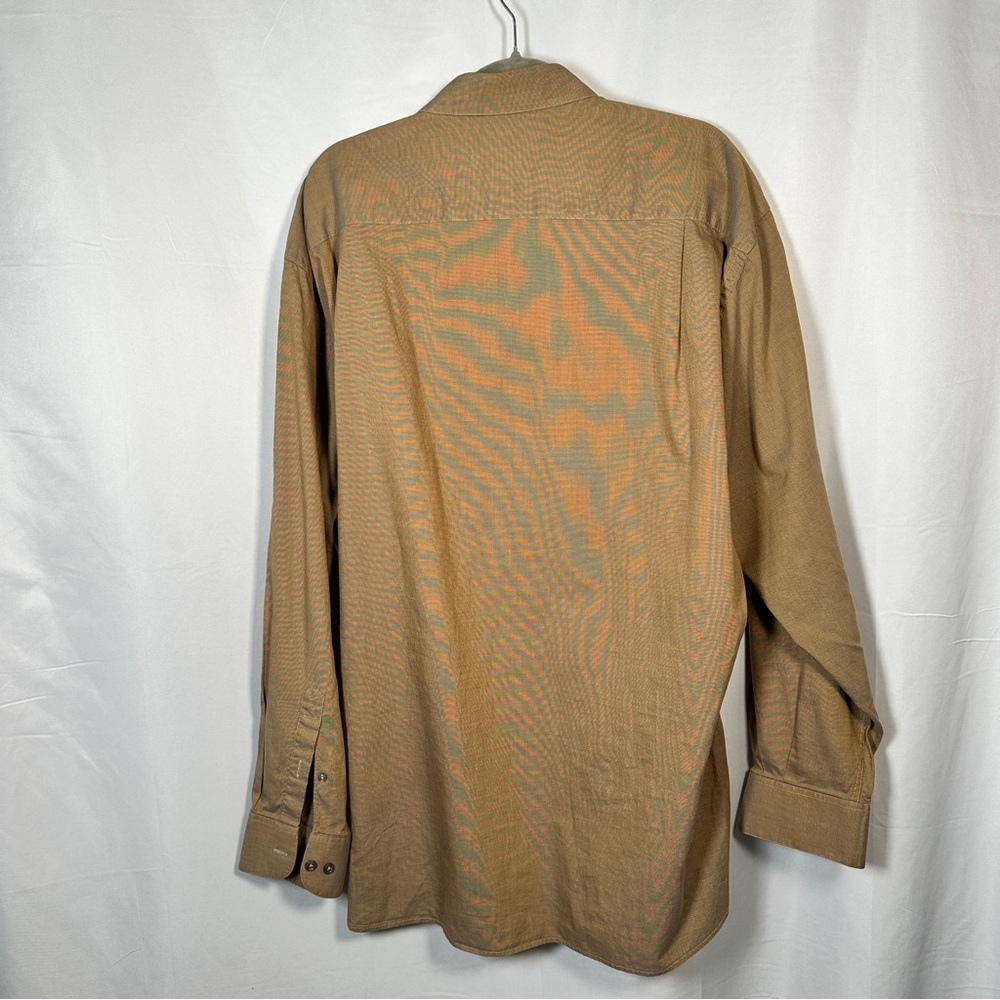Principe Italian Cotton Dress Shirt Extra Fine Single Needle Camel Neutral XL - Picture 8 of 11